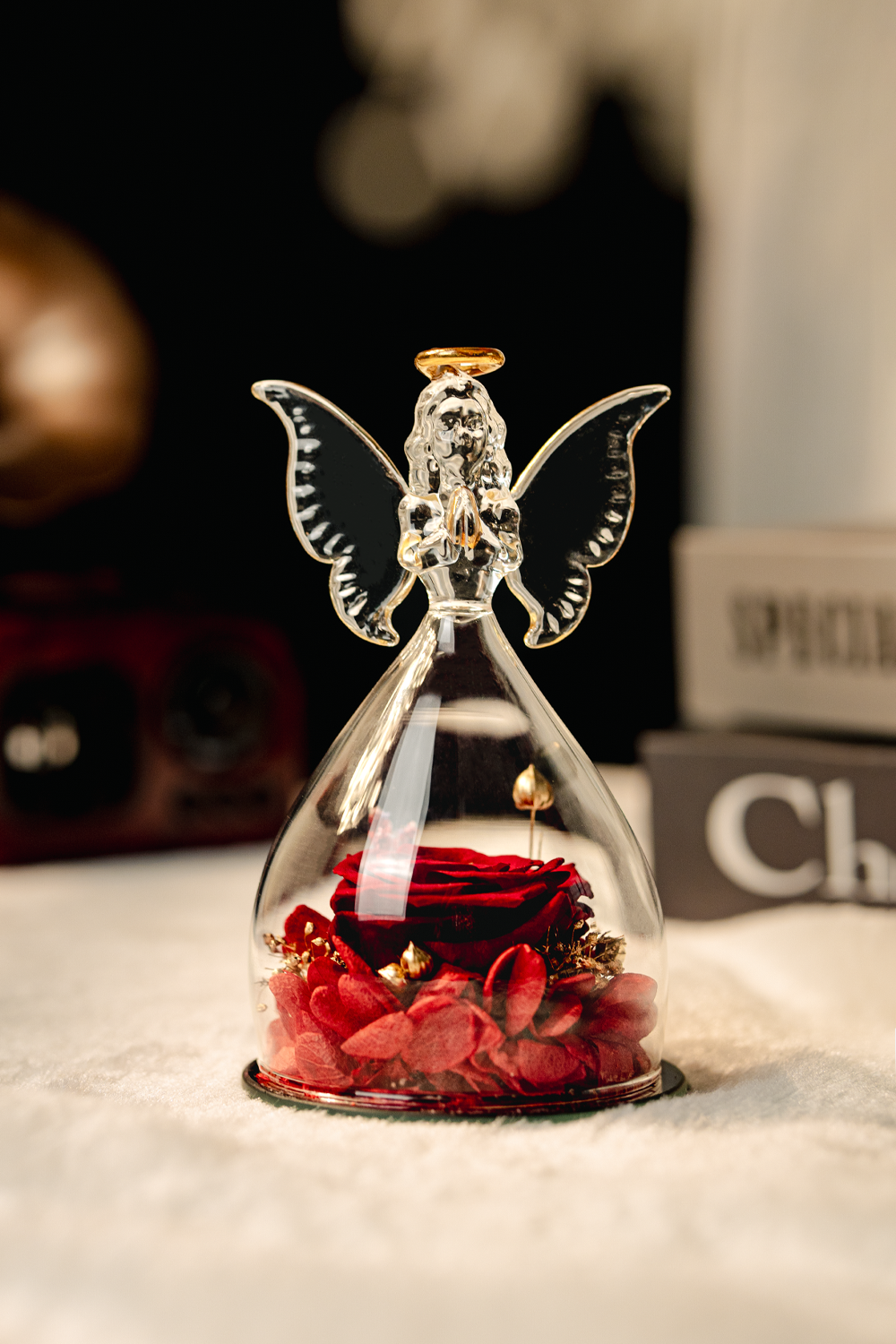 Glass Cover Angel Rose (Medium Size)