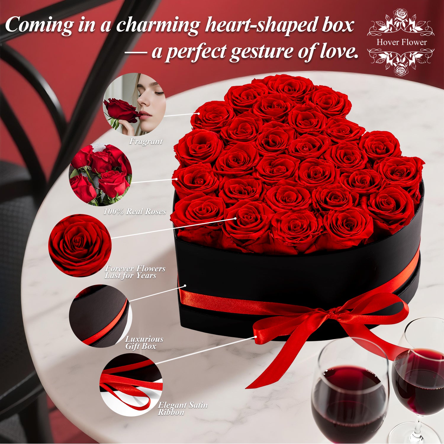 Hover Flower Forver Preserved Roses in a Box