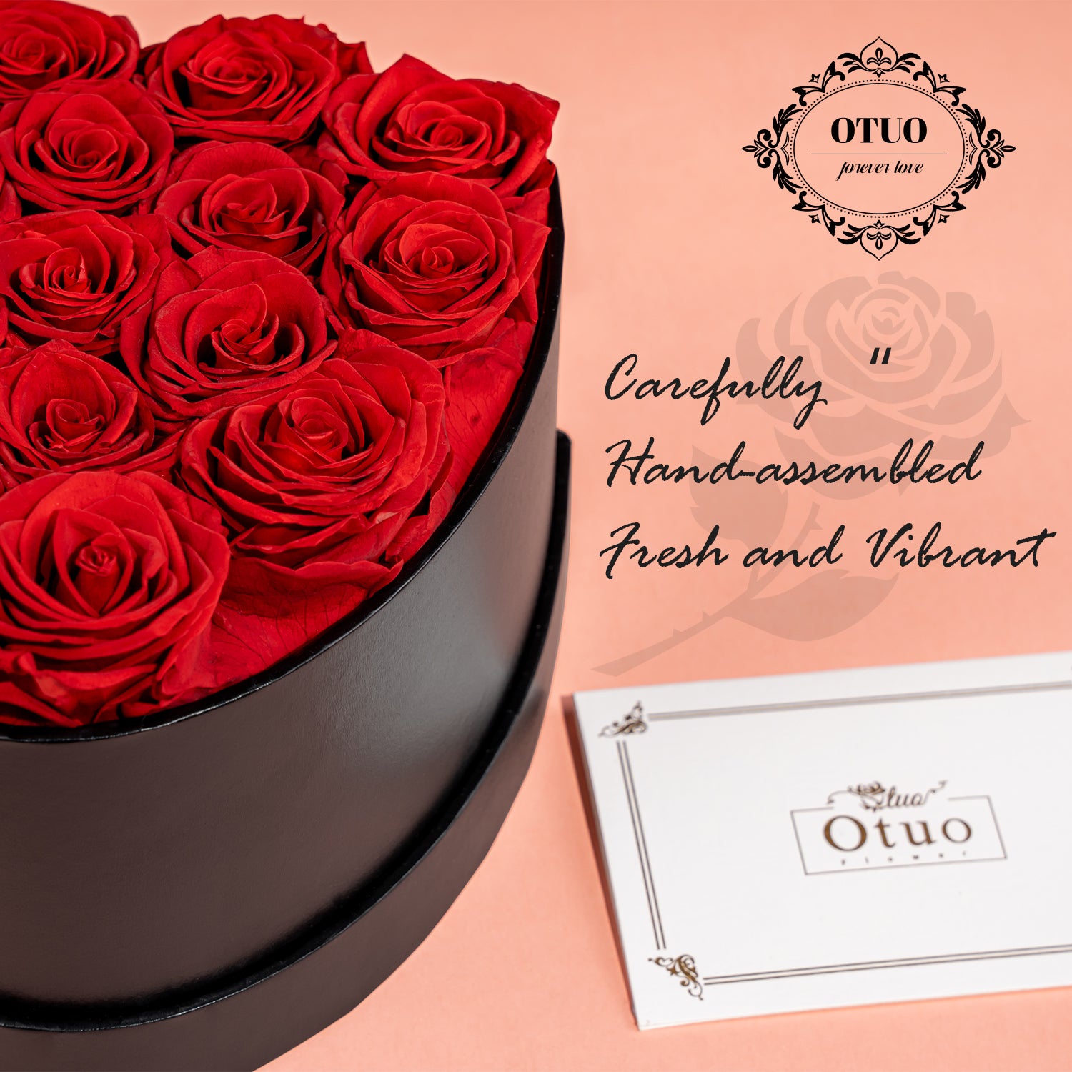 OTUO  Preserved Roses in Heart-Shaped Box