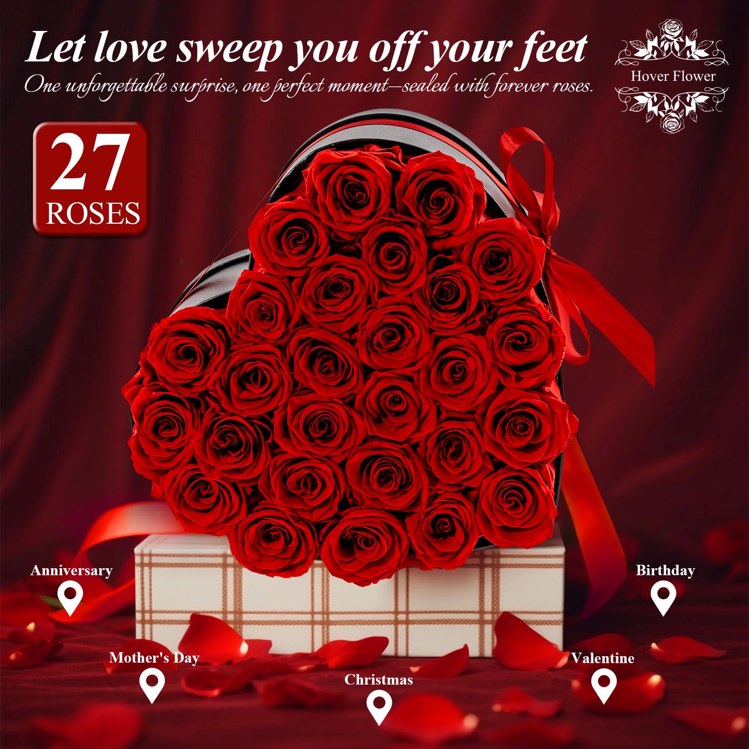 Hover Flower Forver Preserved Roses in a Box