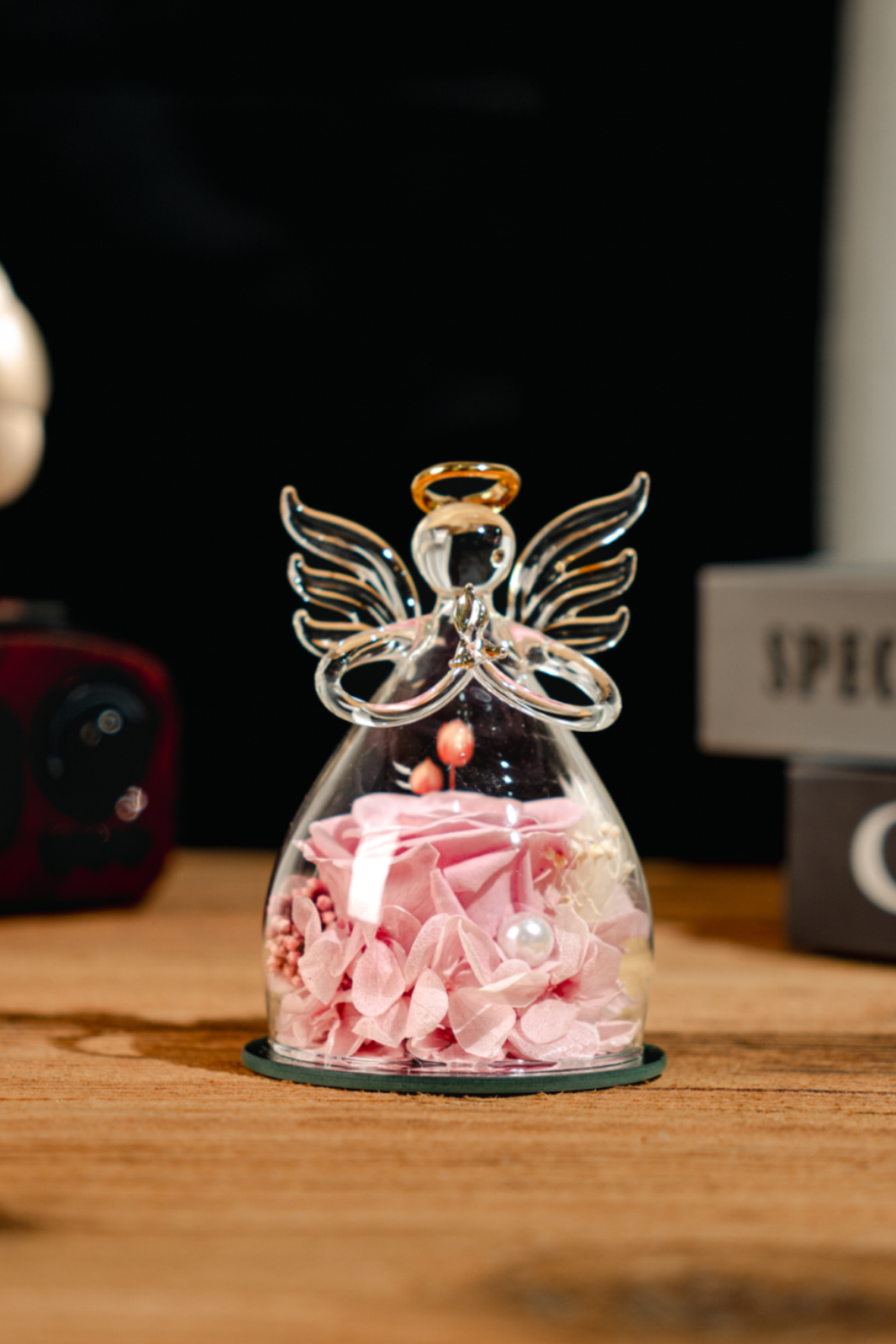 Glass Covered Angel Rose (Small)