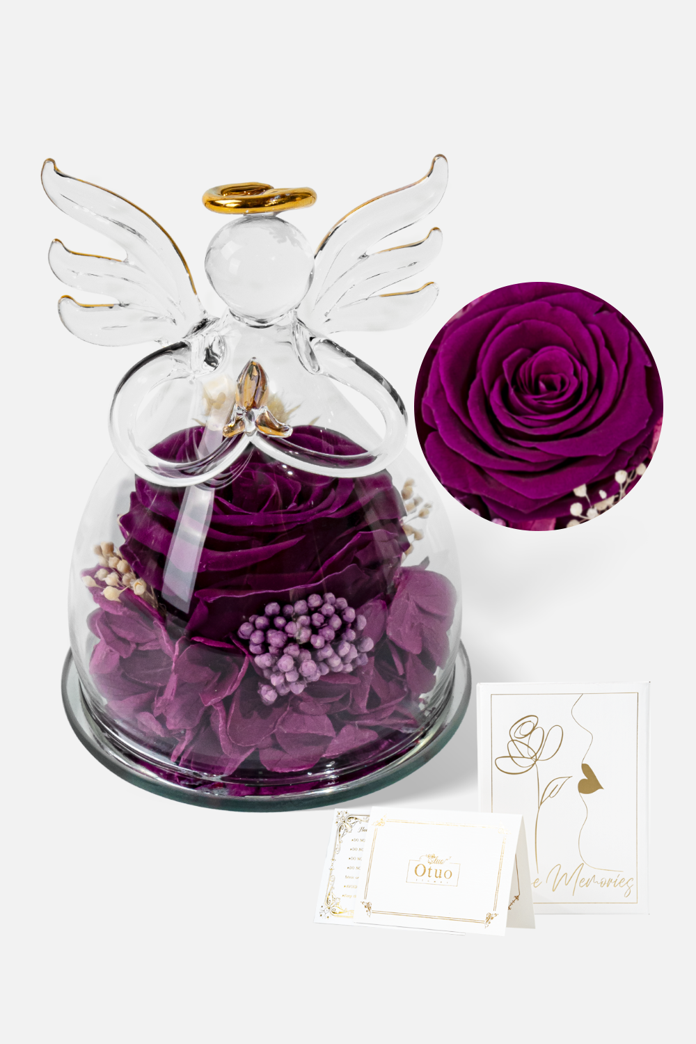 Glass Covered Angel Rose (Small)